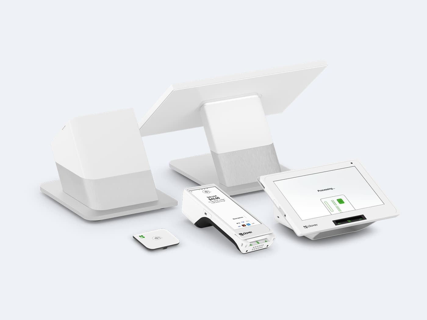 Clover Station Duo, Mini 3, Flex and Go point-of-sale devices